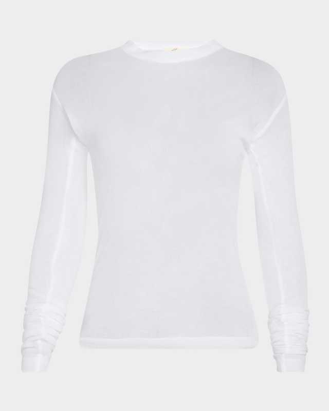 Long-Sleeve Sheer Jersey T-Shirt